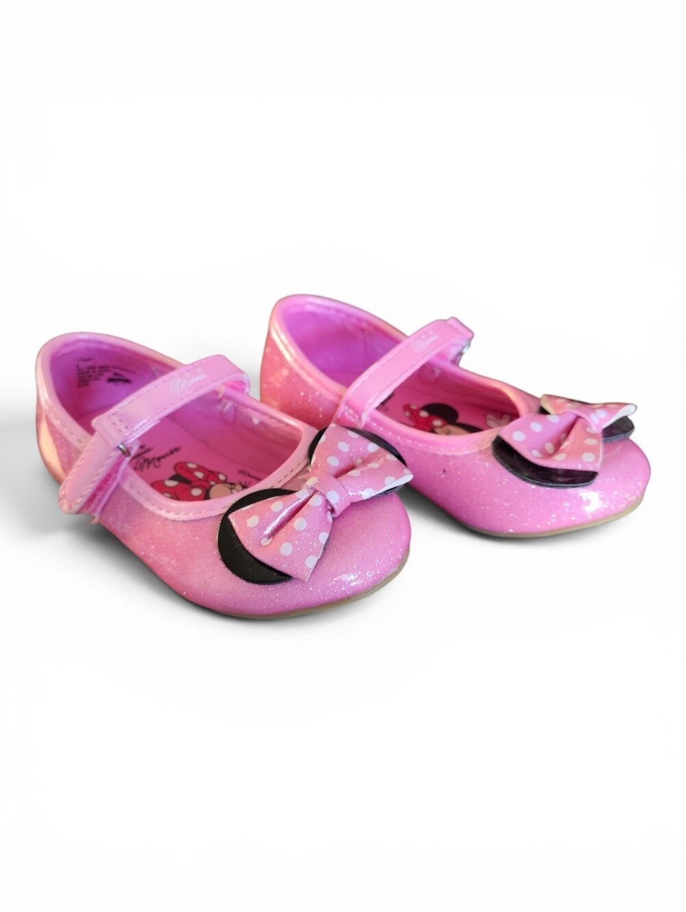 Disney Minnie Mouse Pink Toddler Girl Glitter Shoes with Bow - NWOT -  6
